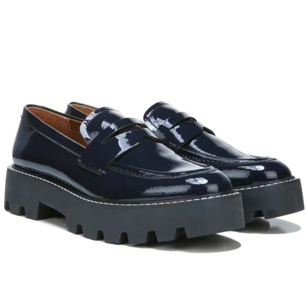 FRANCO SARTO Balin Lug Sole Loafers MIDNIGHT FAUX PATENT (WIDE)